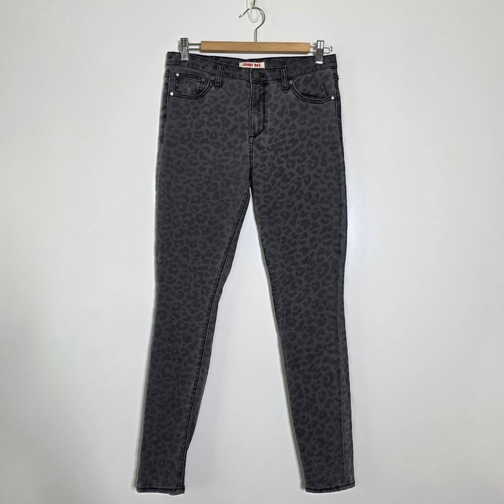 Johnny Was Grey&black Leopard mid rise skinny jeans Size 27  Great Condition